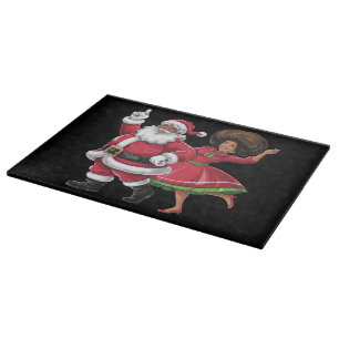 Planche À Découper African Père Noël Mme Claus Dansant Noël américain