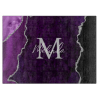 Agate de marbre violet et argenté