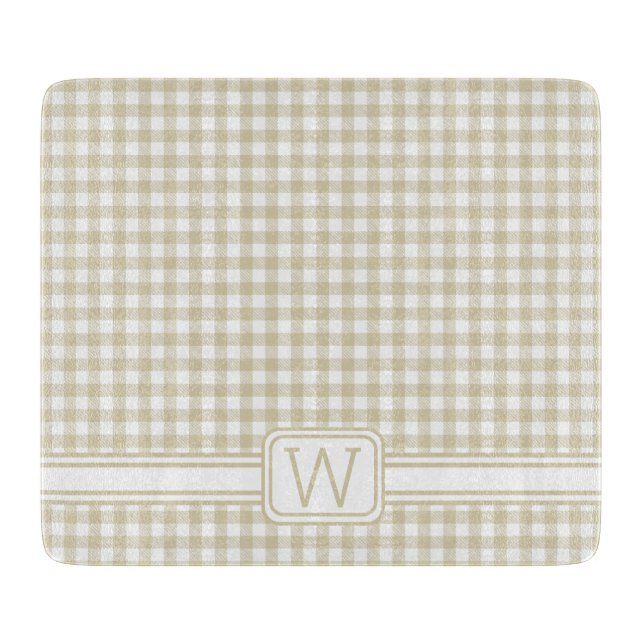 Planche À Découper Agritourisme Beige et blanc En vichy Monogramme pl (Devant)