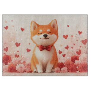 Planche À Découper Akita avec des Roses - Saint-Valentin 