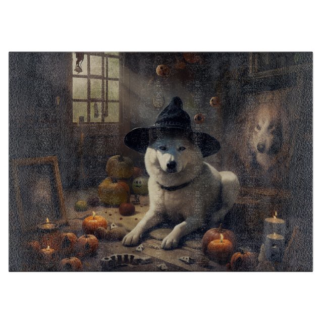Planche À Découper Akita Citrouilles Halloween effroi (Devant)