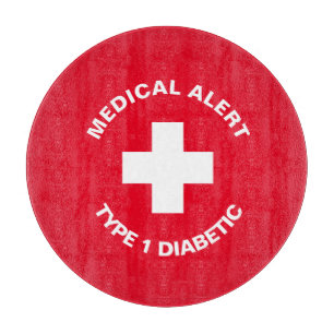 Planche À Découper Alerte Médicale Personnalisée Diabétique Rouge