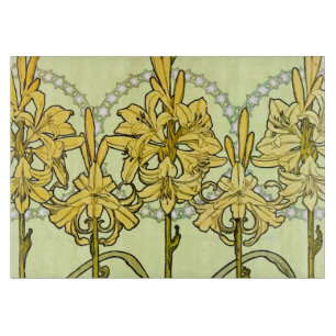 Planche À Découper Alfonse Mucha Art Nouveau Lily motif floral