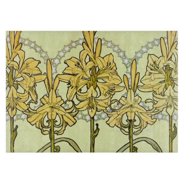 Planche À Découper Alfonse Mucha Art Nouveau Lily motif floral (Devant)