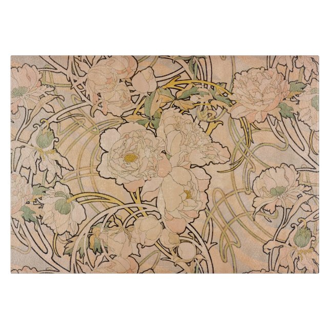 Planche À Découper Alfonse Mucha Art Nouveau Peonies (Devant)