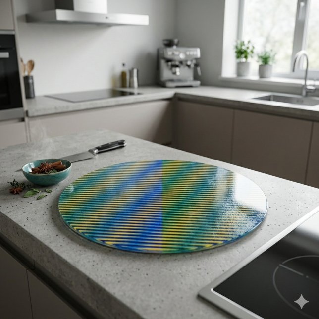 Planche À Découper Aligned Energy | Lignes Abstraites Verre Décoratif (Créateur téléchargé)