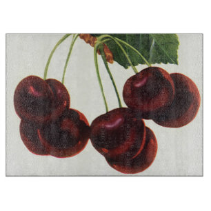 Planche À Découper Aliments aux Fruits Anciens, Cerises Mûres d'un Ar
