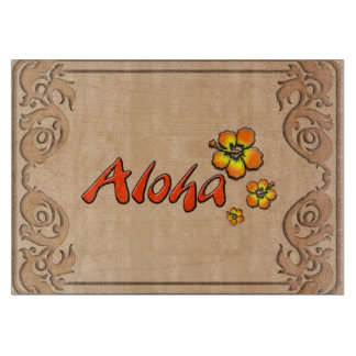 Planche À Découper Aloha hawaïen apparence bois sculpté