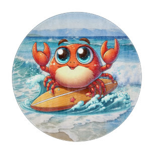 Planche À Découper Amateurs de crabe de plage de surf cool