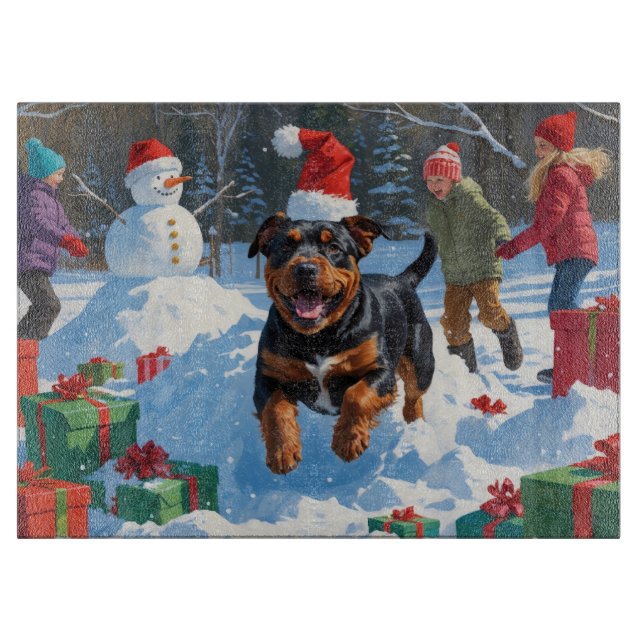 Planche À Découper American Staffordshire Noël Festive Neige (Devant)