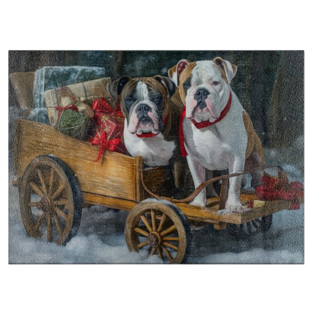 Planche À Découper American Staffordshire Snowy Sleigh Noël (Devant)