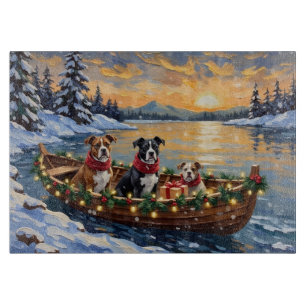 Planche À Découper American Staffordshire Terrier Bateau de Noël