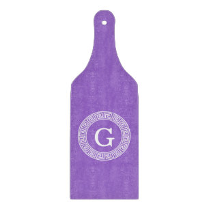 Planche À Découper Améthyste Wht Cadre Rnd Clé Grecque Monogramme Ini