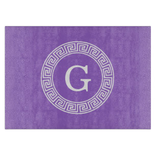 Planche À Découper Améthyste Wht Cadre Rnd Clé Grecque Monogramme Ini
