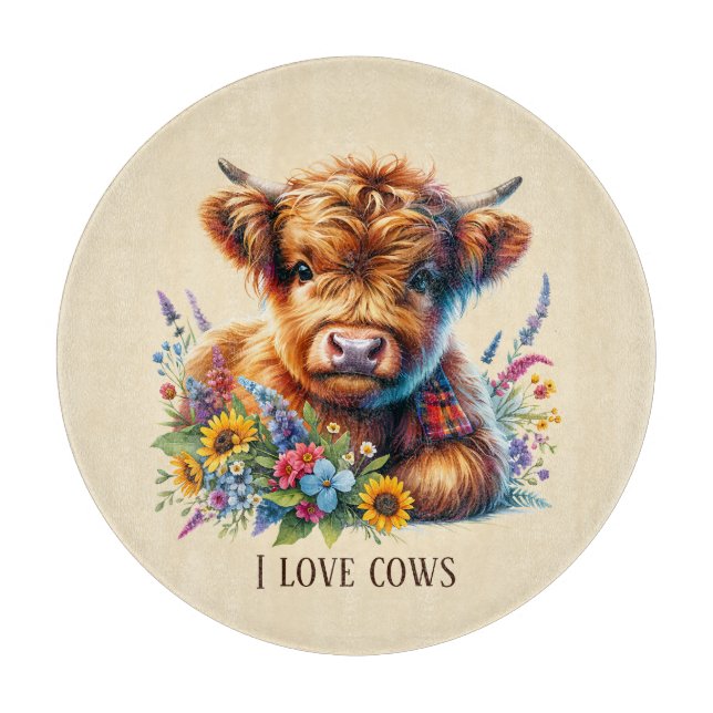 Planche À Découper Amoureux de vaches mignons personnalisables (Devant)