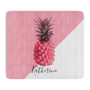 Planche À Découper Ananas rose et blanc tropical girly mignon