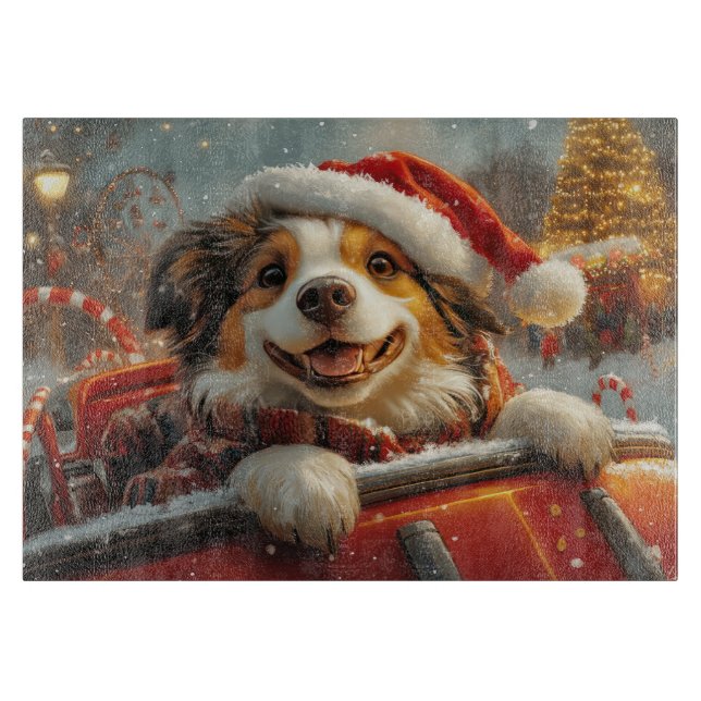 Planche À Découper Anatolie Berger Chien Roller Dessous de verre Noël (Devant)
