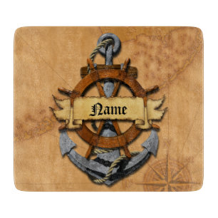 Planche À Découper Ancre et roue nautiques personnalisées