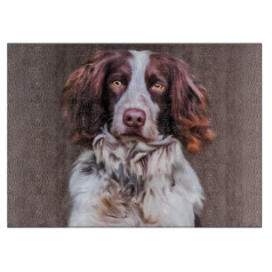 Planche À Découper Anglais Springer Spaniel Chien Peinture Huile Port