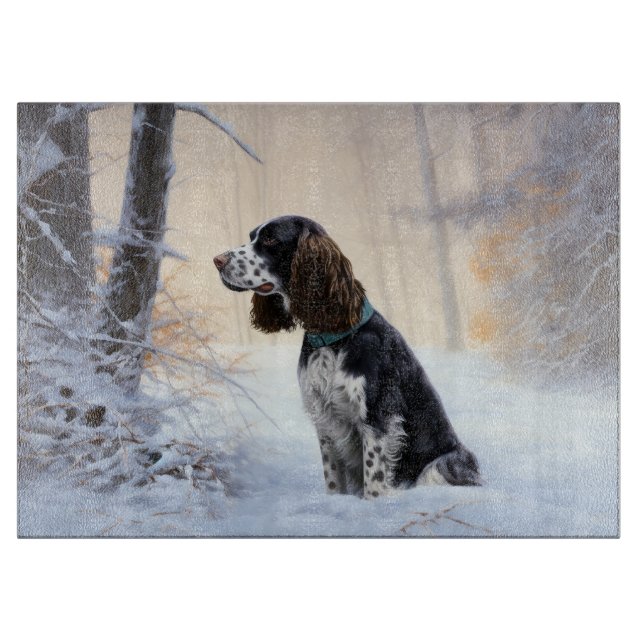 Planche À Découper Anglais Springer Spaniel Laissez-le neiger Noël (Devant)