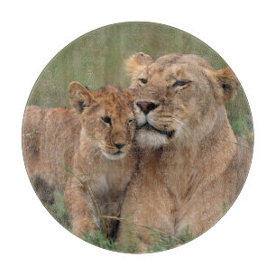 Planche À Découper Animaux de bébés cutest Lion Cub & Mother