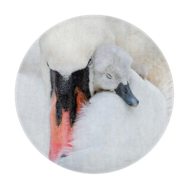 Planche À Découper Animaux de bébés cutest | Mère et bébé Mute Swan (Devant)