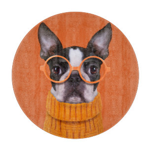 Planche À Découper Animaux de bébés cutest   Orange Boston Terrier