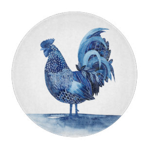 Planche À Découper Animaux de ferme de bleu de cobalt - coq