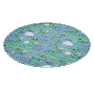 Planche À Découper Animaux mignons jouant avec de l'eau 3