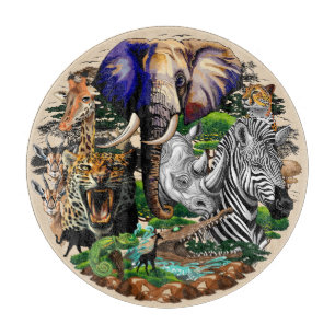 Planche À Découper Animaux sauvages de la Savane africaine