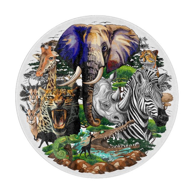 Planche À Découper Animaux sauvages de la Savane africaine (Devant)