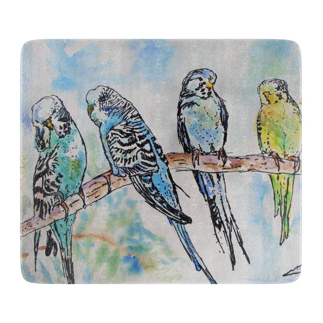 Planche À Découper Anneau clé d'art de l'Australian Bird Budgie Water (Devant)
