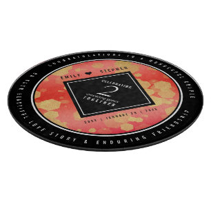 Planche À Découper Anniversaire élégant du 2ème Mariage Garnet