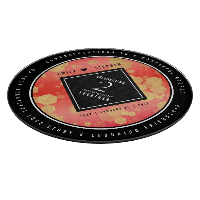 Planche À Découper Anniversaire élégant du 2ème Mariage Garnet (Coin)