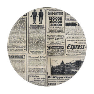 Planche À Découper Annonces de journaux allemands antiques 1917
