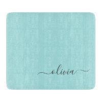 Aqua Blue Turquoise Moderne Script Girl Monogramme