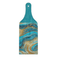 Aqua & Gold Swirls Waves Cutboard