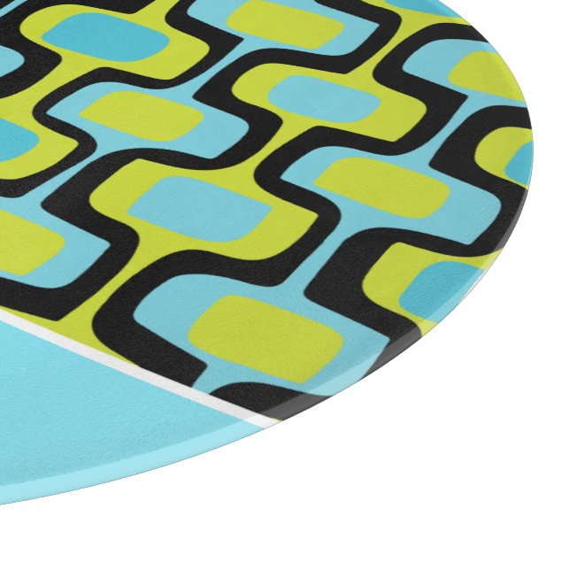 Planche À Découper Aqua Lime Black Mid Century Mod Retro Motif (Coin)