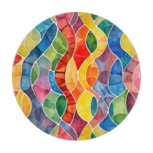 Planche À Découper Aquarelle Arc-en-ciel en verre