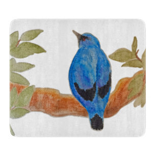Planche À Découper Aquarelle artistique Oiseau bleu Cuckooshrike