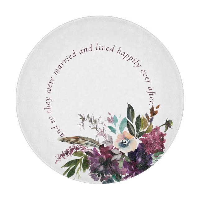 Planche À Découper Aquarelle Bourgogne Splendor Floral Blanc Mariage (Devant)