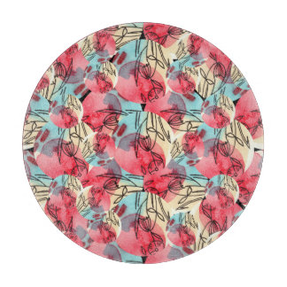 Planche À Découper Aquarelle chaude froide Florale géométrique
