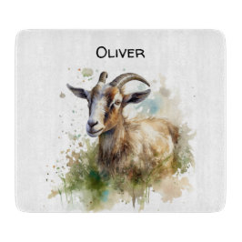 Planche À Découper Aquarelle Chèvre de ferme, sur mesure