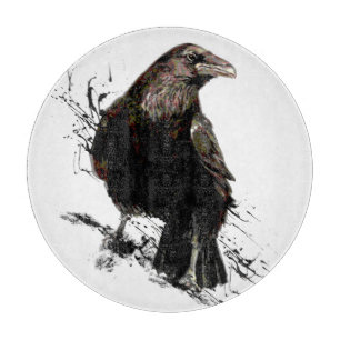 Planche À Découper Aquarelle Corbeau Oiseau Art animal