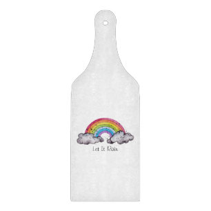 Planche À Découper Aquarelle Cute Arc-En-Ciel Et Nuages