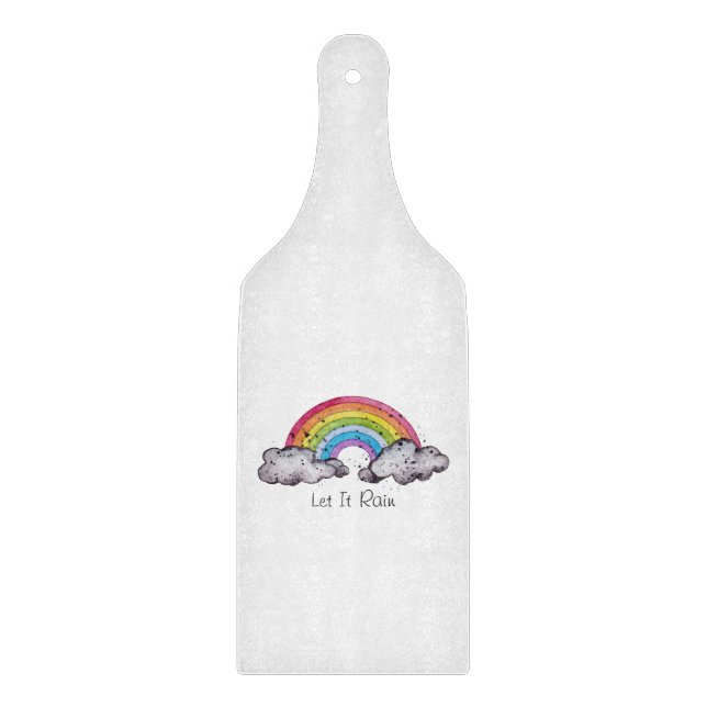 Planche À Découper Aquarelle Cute Arc-En-Ciel Et Nuages (Devant)