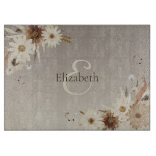 Planche À Découper Aquarelle d'automne Monogramme floral Personnalisé