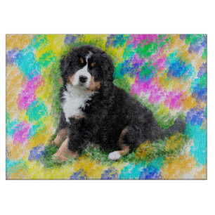Planche À Découper Aquarelle de chien de montagne bernois peinture