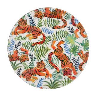 Planche À Découper Aquarelle de la Jungle de Tigre vintage