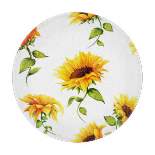 Planche À Découper Aquarelle de tournesol à main vintage